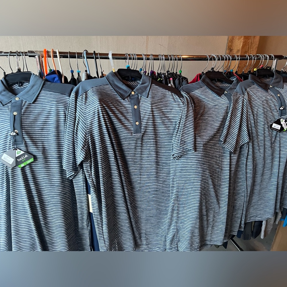 🔥BOLLE GOLF MEN'S Striped Polo STYLE #4482-30 CC2102 COLOR GREY NWT pick size